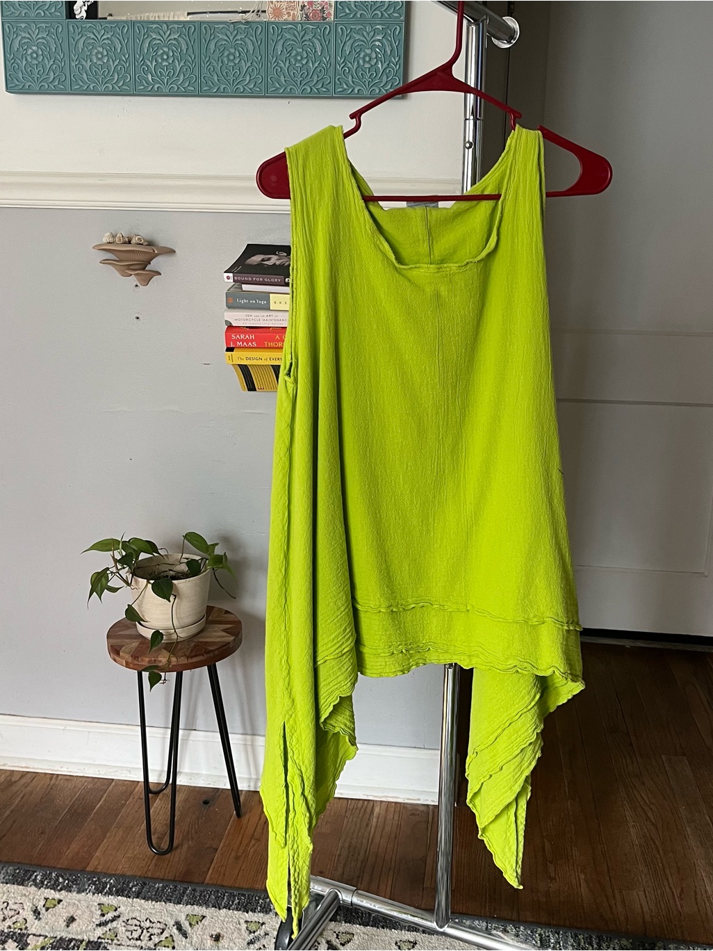 Trendy Boutique Neon Lime Draped Tank Top